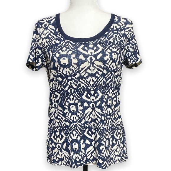Lauren Ralph Lauren Crewneck T-Shirt Ikat Print Cotton Women’s Size L - Picture 1 of 9